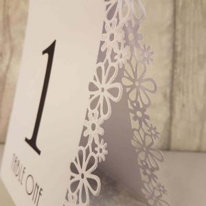 Table Numbers, Floral Laser Cut, White