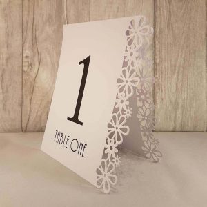 Table Numbers, Floral Laser Cut, White