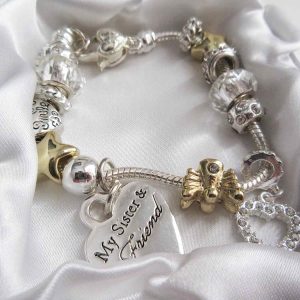 Special friend and sister bracelet - silver and gold, with charms - Ahoy Designs