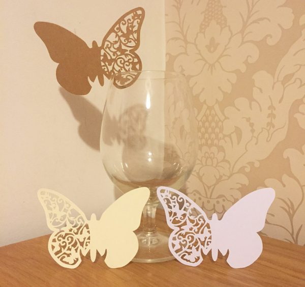Table card names, Butterfly laser cut