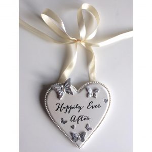 Heart plaque with butterflies and sparkles - wedding gift