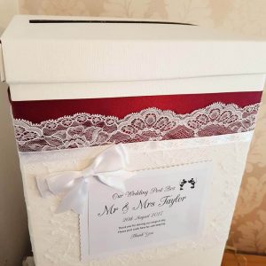 Red And Gold Cards And Gifts Post Box Personalised Wedding Sign