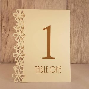 Table Numbers, Floral Laser Cut, Ivory