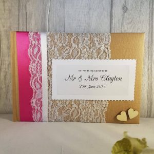 Vintage Personalised Guest Book with Hearts