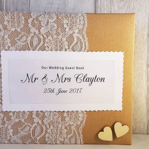 Vintage Personalised Guest Book with Hearts