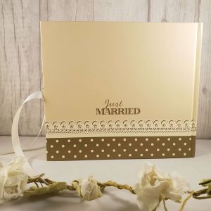 Just Married Premade Guest Book - Ivory Gold