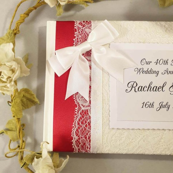 40TH RUBY WEDDING ANNIVERSARY photo album memory guest book signature gifts red 