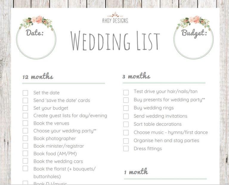 Wedding-Planning Checklist and Timeline Made By A Bride | Ahoy Designs