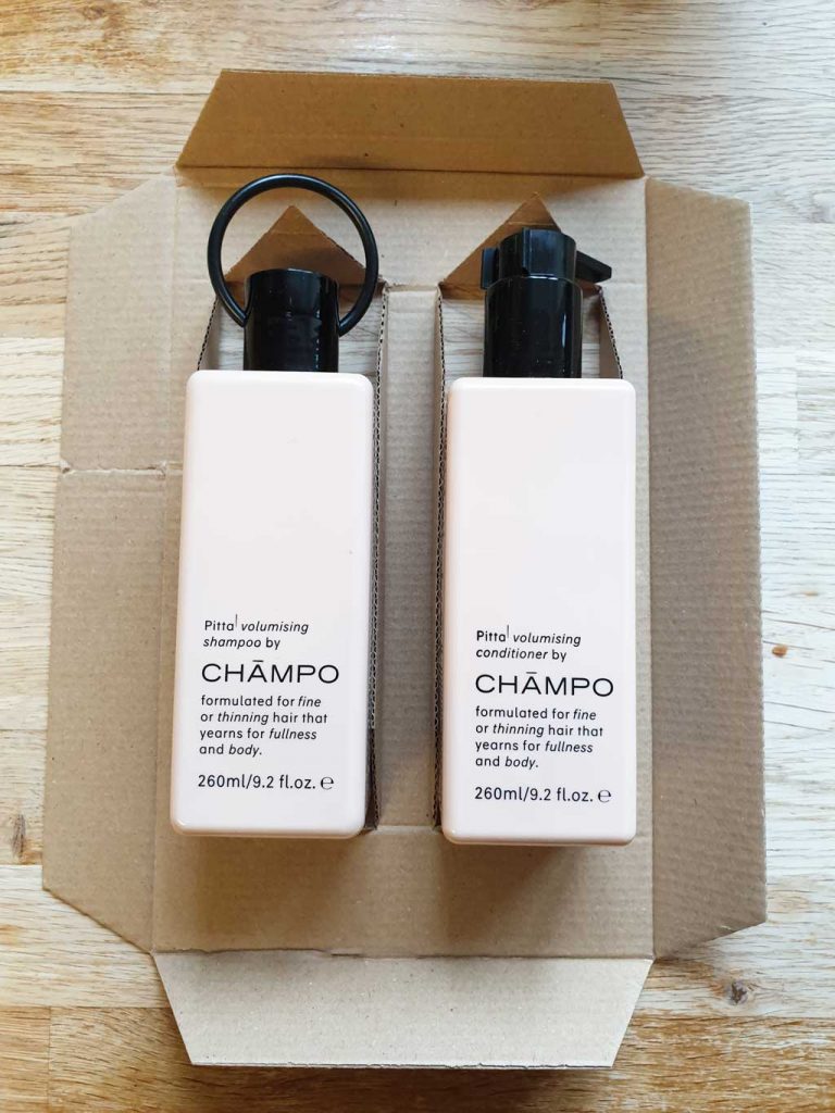 Champo hair case shampoo and conditioner - my review - the boxes in cardboard packaging initially I was disappointed with