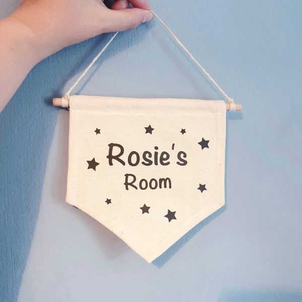 Personalised Door Sign with Child's Name - Hanging Canvas Banner