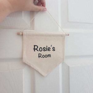 Door room name sign - personalised hanging canvas banner