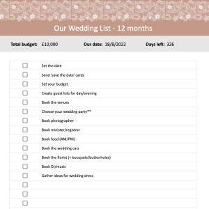 Wedding Checklist in Google Sheets