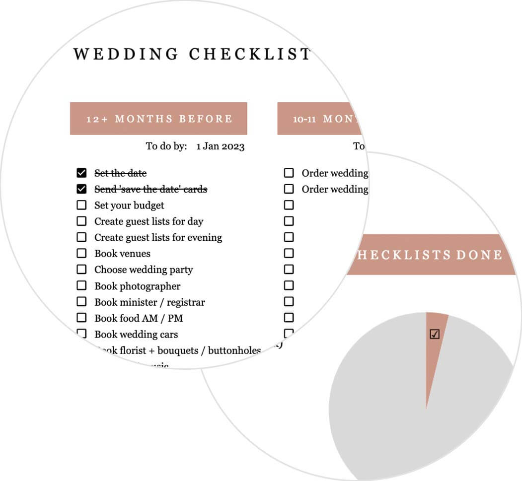 Wedding planning checklist - close up! 