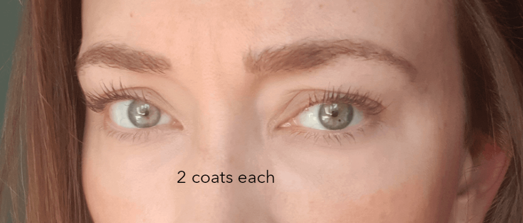 Glossier Lash Slick Mascara - my review - this photo shows how it looks with 2 coats