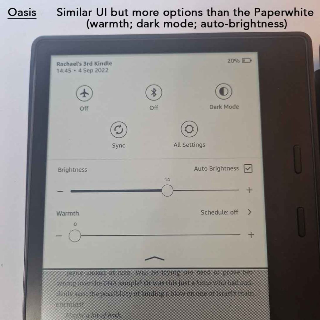 Amazon Kindle Oasis vs Paperwhite review - dark mode