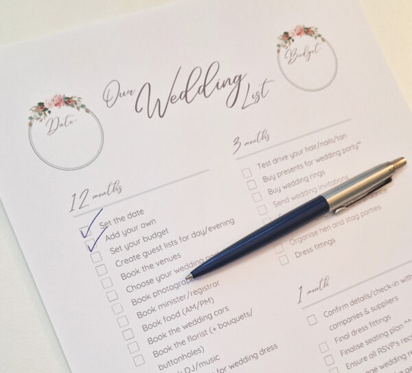wedding checklist summary sheet - digital product, 12 months wedding checklist