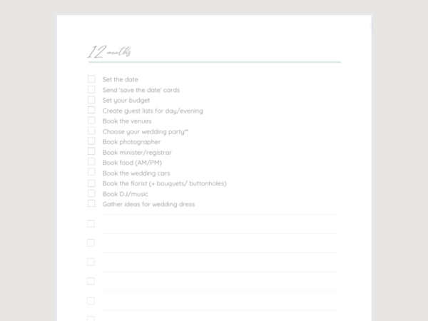 Wedding Planning Checklist | Simple Printable PDF