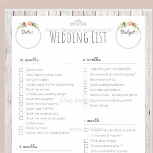 12 Month Wedding Planning Checklist with budget planner - instant ...