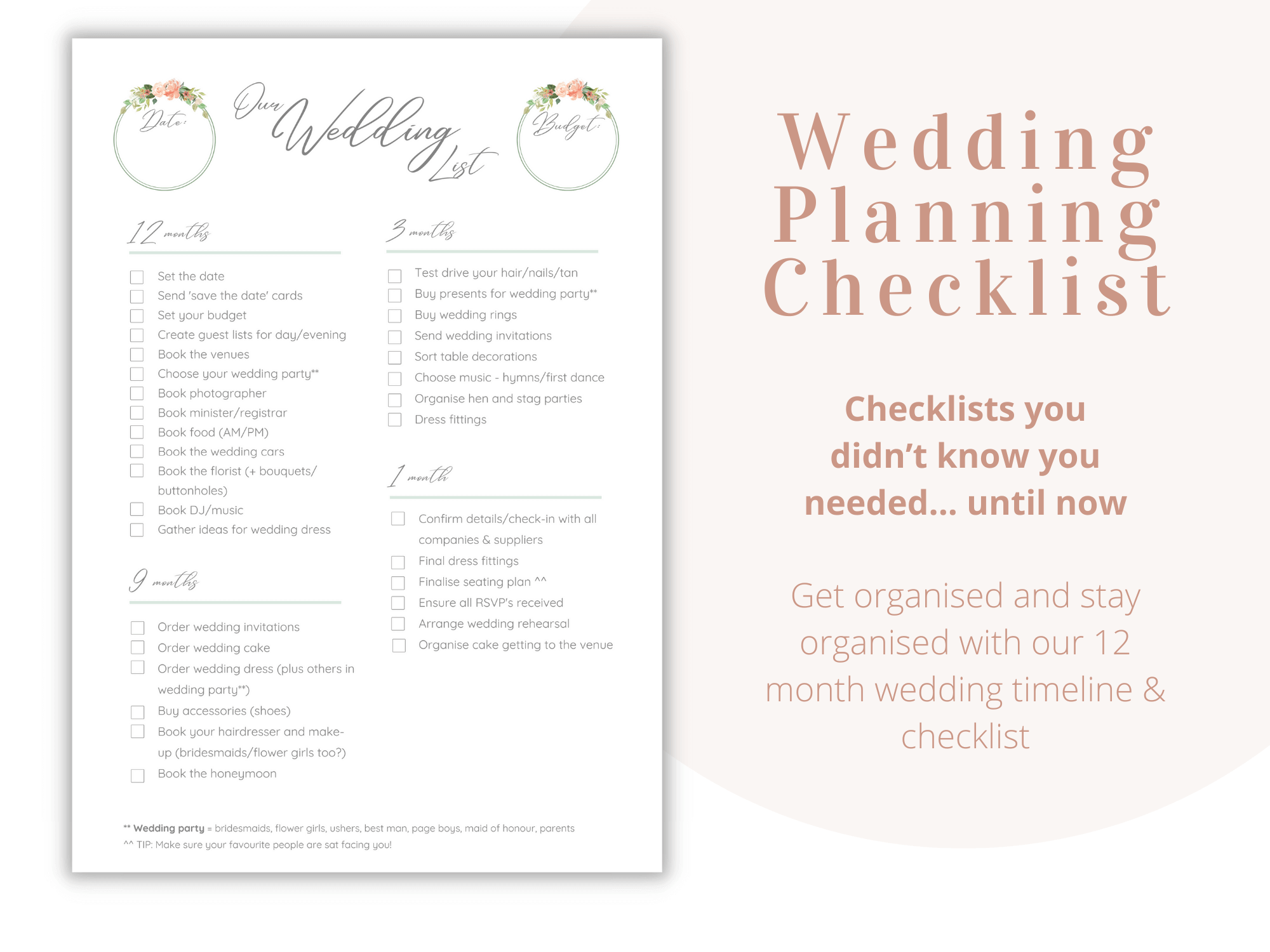 Wedding Planning Checklist | Simple Printable PDF Bundle