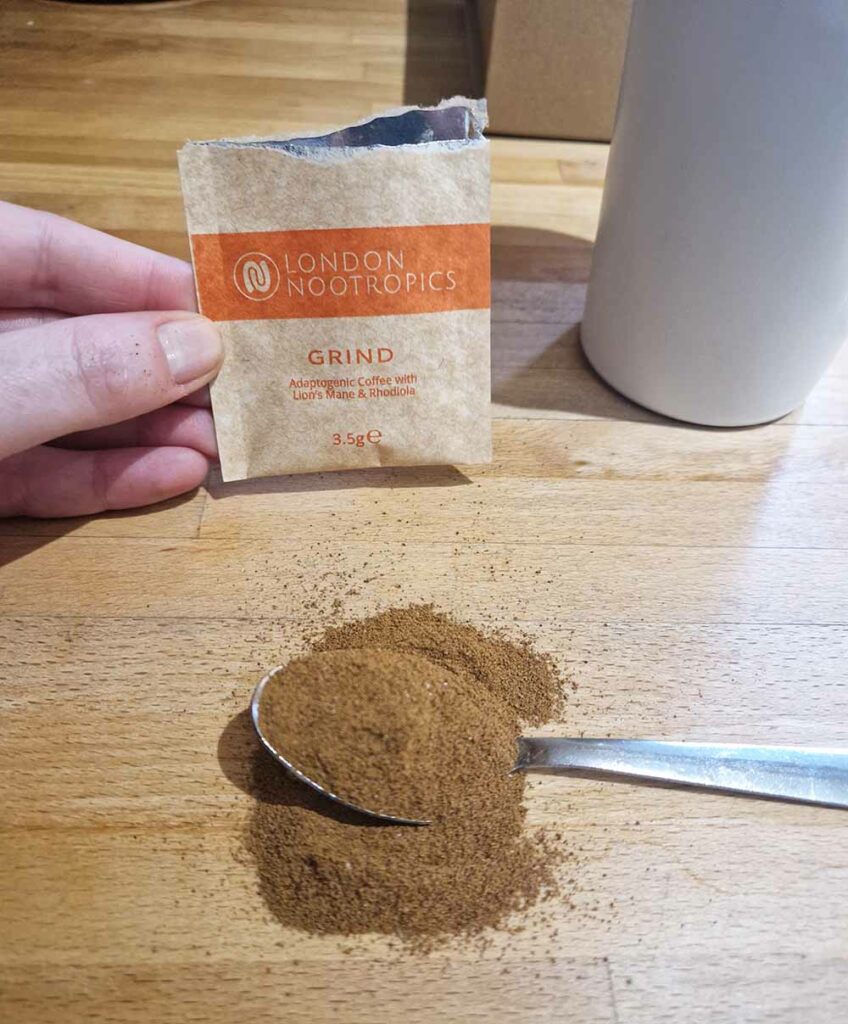 London nootropics coffee close up - this is how much is in one sachet 