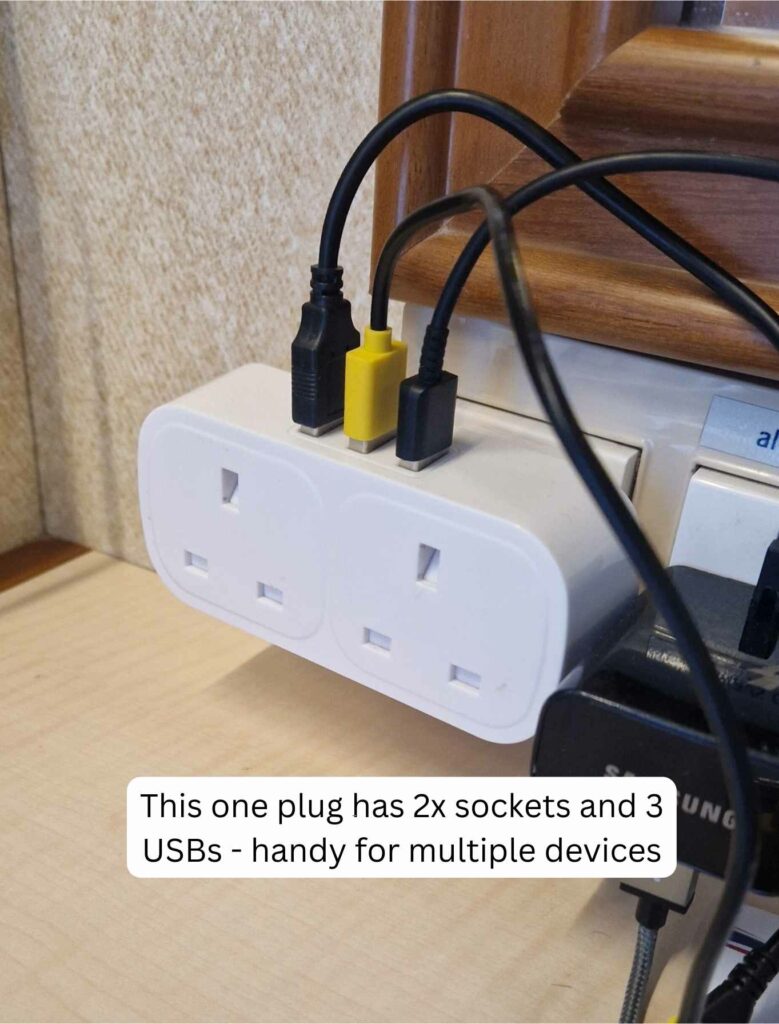 Charger with multiple plugs and USBs