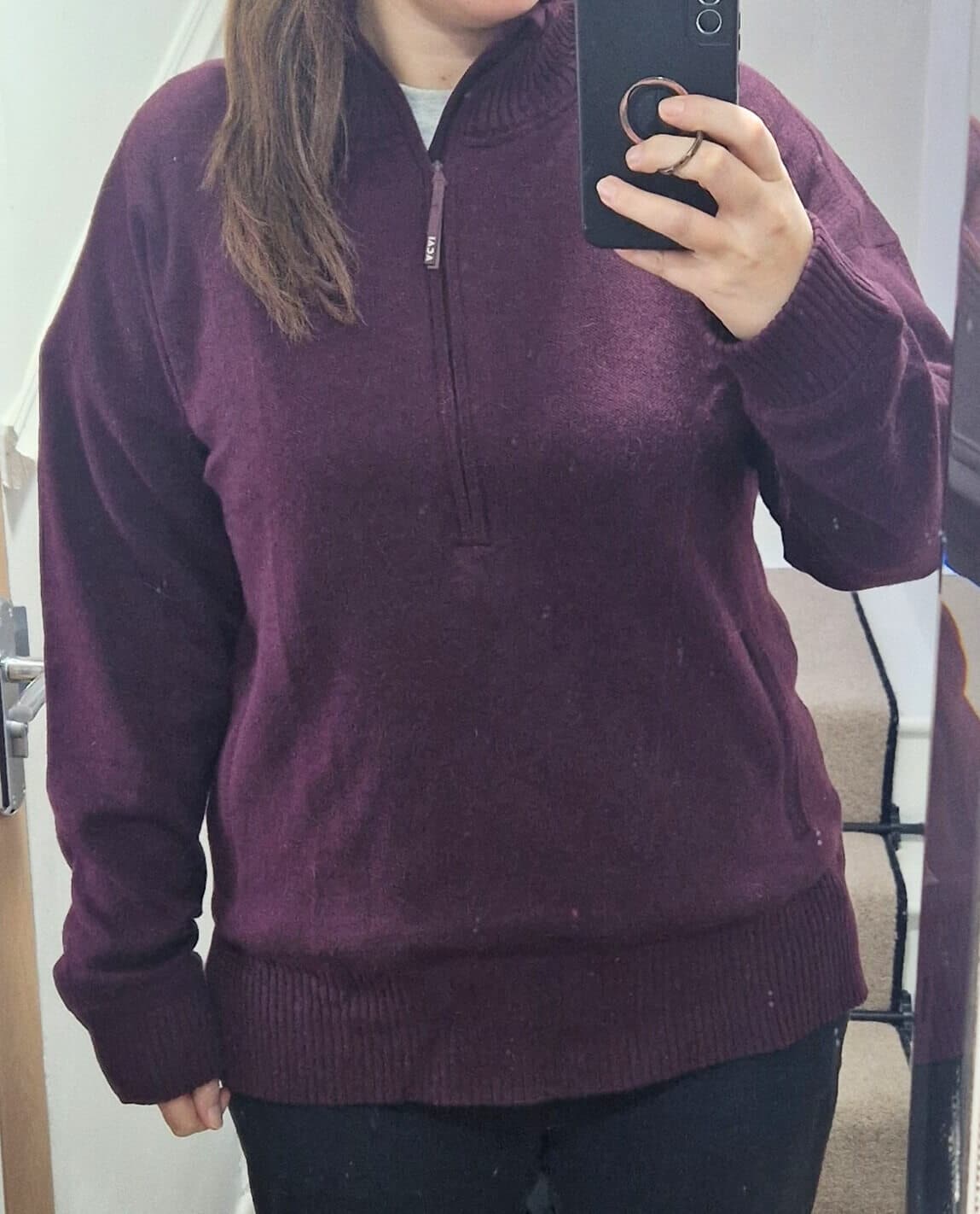 Acai Outdoorwear Windchaser Sweater in colour Mulberry - me wearing