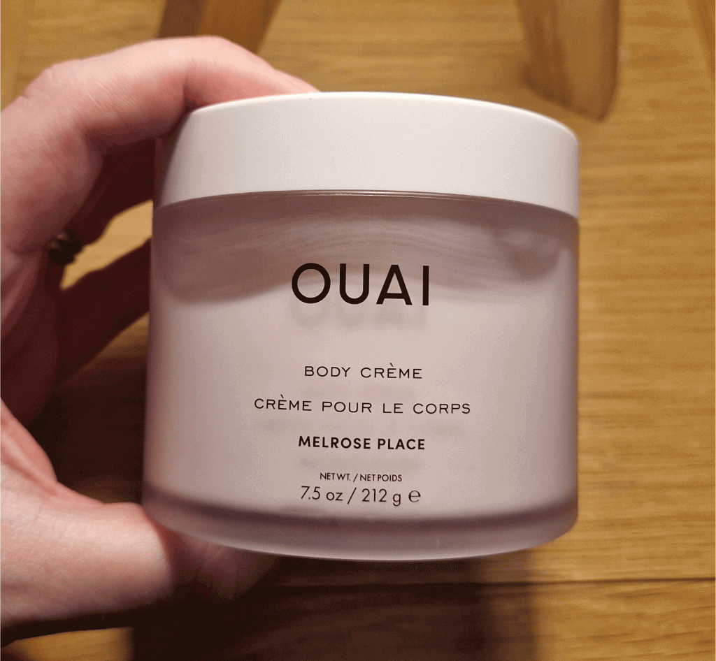 OUAI body cream review up close so you can see the size